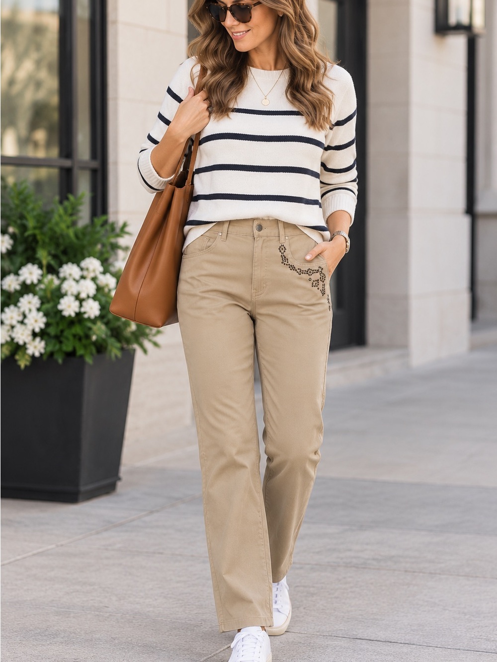 Lauren Jeans Co Ralph Lauren Women’s Size 12 Khaki Studded Pants